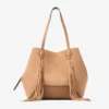 Diamond Tote Borsa tote media in pelle scamosciata color caramello con frange Diamond Tote Borsa tote media in pelle scamosciata color caramello con frange
