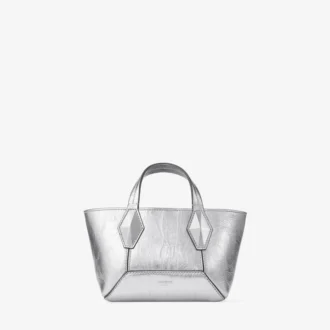 Diamond Tote Mini Borsa mini in pelle metallizzata argento vintage