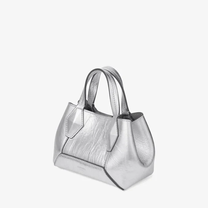 Diamond Tote Mini Borsa mini in pelle metallizzata argento vintage Diamond Tote Mini Borsa mini in pelle metallizzata argento vintage