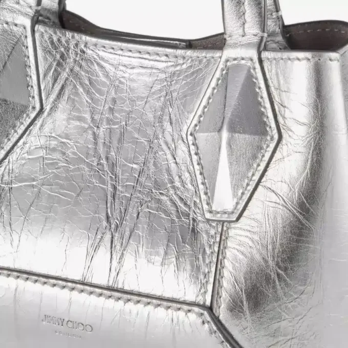 Diamond Tote Mini Borsa mini in pelle metallizzata argento vintage Diamond Tote Mini Borsa mini in pelle metallizzata argento vintage