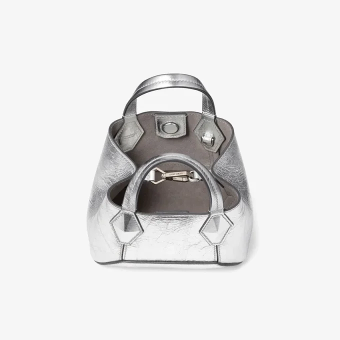 Diamond Tote Mini Borsa mini in pelle metallizzata argento vintage Diamond Tote Mini Borsa mini in pelle metallizzata argento vintage