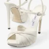 Elly 120 Sandali in morbida pelle Glove e nappa lucida color latte