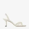 Elsy 70 Sandalo con cinturino incrociato in pelle nappa color latte