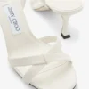 Elsy 70 Sandalo con cinturino incrociato in pelle nappa color latte