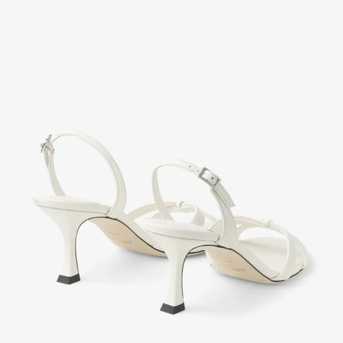 Elsy 70 Sandalo con cinturino incrociato in pelle nappa color latte