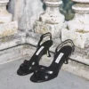 Elsy 70 Sandalo con cinturino posteriore incrociato in pelle nappa nera
