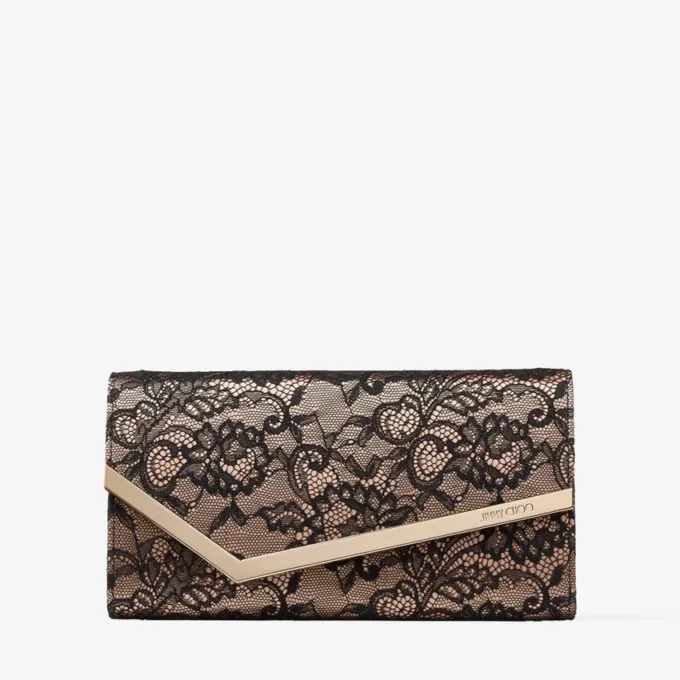 Emmie Borsa a mano in pizzo jimmy choo nera e rosa balletto Emmie Borsa a mano in pizzo jimmy choo nera e rosa balletto