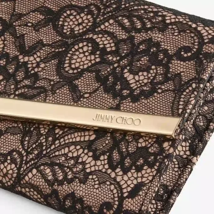 Emmie Borsa a mano in pizzo jimmy choo nera e rosa balletto Emmie Borsa a mano in pizzo jimmy choo nera e rosa balletto