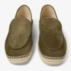 Espadrillas con lacci color vite in pelle scamosciata velour verde muschio con incisioni Espadrillas con lacci color vite in pelle scamosciata velour verde muschio con incisioni