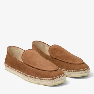 Espadrillas in pelle scamosciata velour color sigaro con lacci a vite