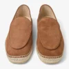 Espadrillas in pelle scamosciata velour color sigaro con lacci a vite Espadrillas in pelle scamosciata velour color sigaro con lacci a vite