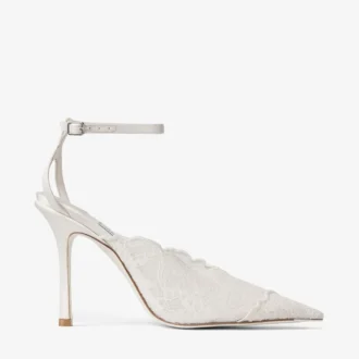 Faiz 100 Décolleté in pizzo jimmy choo color avorio