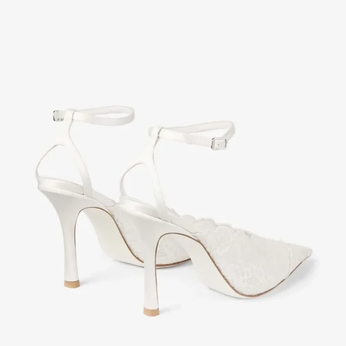 Faiz 100 Décolleté in pizzo jimmy choo color avorio
