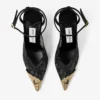 Faiz 100 – Décolleté nere jimmy choo con dettagli in pizzo e pizzo metallico