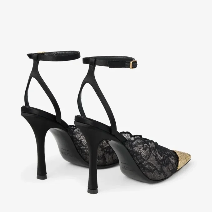 Faiz 100 – Décolleté nere jimmy choo con dettagli in pizzo e pizzo metallico
