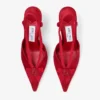Faya 95 Décolleté con cinturino posteriore in raso rosso rubino e gros-grain
