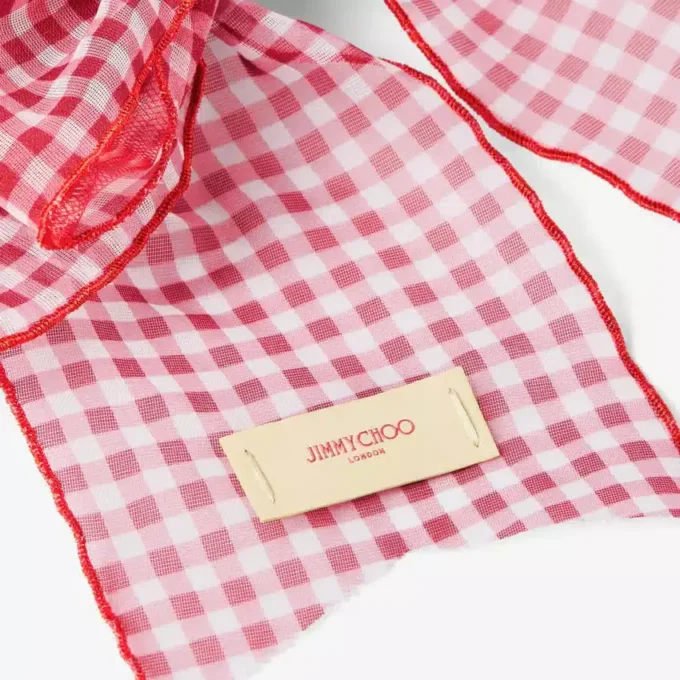 Fermaglio per capelli a fiocco in organza a quadretti mini mix rosso rubino