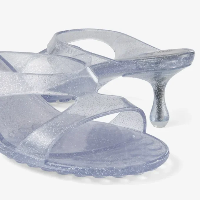 Jelly Drop 50 Sandali in gelatina glitterata argento