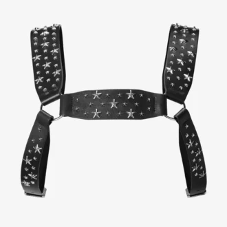 Jimmy Choo Noir Kei Ninomiya All Stars Harness Imbracatura in pelle di vitello liscia nera con  decorazioni metalliche a forma di stelle multiple