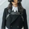 Jimmy Choo Noir Kei Ninomiya All Stars Harness Imbracatura in pelle di vitello liscia nera con  decorazioni metalliche a forma di stelle multiple