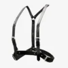 Jimmy Choo Noir Kei Ninomiya Crystals Harness Imbracatura in pelle nera lucida con decorazioni in cristallo applicate a caldo