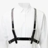 Jimmy Choo Noir Kei Ninomiya Crystals Harness Imbracatura in pelle nera lucida con decorazioni in cristallo applicate a caldo