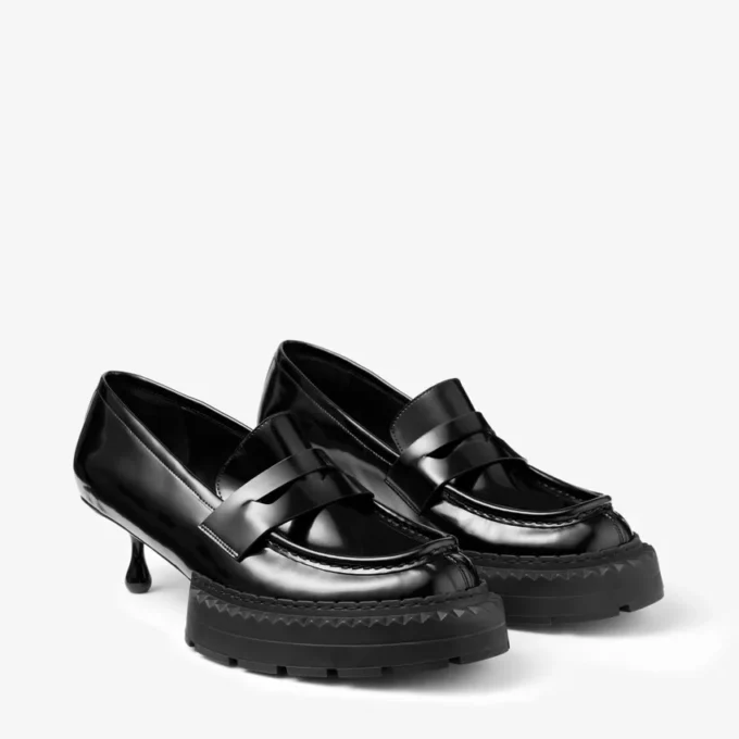 Jimmy Choo Noir Kei Ninomiya Maxi Loafer  Mocassini in pelle di vitello lucida nera