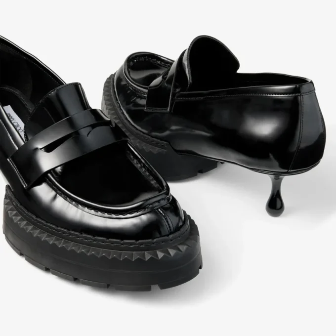 Jimmy Choo Noir Kei Ninomiya Maxi Loafer  Mocassini in pelle di vitello lucida nera