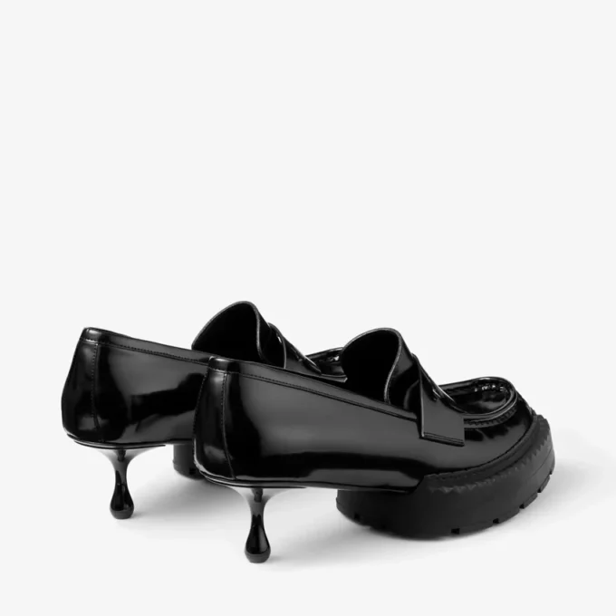 Jimmy Choo Noir Kei Ninomiya Maxi Loafer  Mocassini in pelle di vitello lucida nera