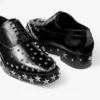Jimmy Choo Noir Kei Ninomiya Star Shoe Scarpe stringate in pelle di vitello lucida nera con decorazioni a stella