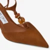 Lauri 50 Slingback in pelle scamosciata color cuoio con perline
