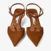 Lauri 50 Slingback in pelle scamosciata color cuoio con perline