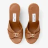 Leda Wedge 100 Mule con zeppa in pelle nappa color cuoio Leda Wedge 100 Mule con zeppa in pelle nappa color cuoio