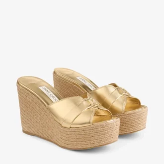 leda wedge 100 mule con zeppa in pelle nappa metallizzata dorata 2 330x330 - Leda Wedge 100 Mule con zeppa in pelle nappa metallizzata dorata