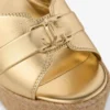 Leda Wedge 100 Mule con zeppa in pelle nappa metallizzata dorata Leda Wedge 100 Mule con zeppa in pelle nappa metallizzata dorata