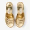 Leda Wedge 100 Mule con zeppa in pelle nappa metallizzata dorata Leda Wedge 100 Mule con zeppa in pelle nappa metallizzata dorata