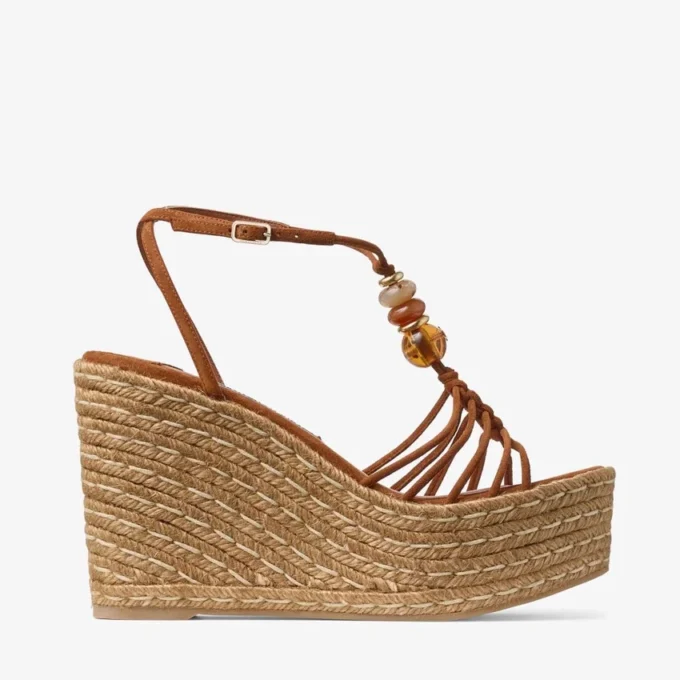 Lemi Wedge 100 Zeppe in pelle scamosciata mix color cuoio con perline Lemi Wedge 100 Zeppe in pelle scamosciata mix color cuoio con perline