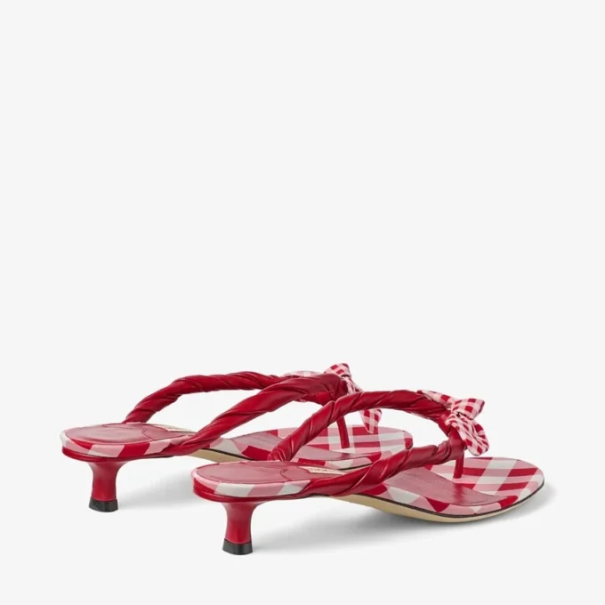 Liss 35 Mix Rosso Rubino Sandali mules in cotone a quadretti misti con fiocco a quadretti Liss 35 Mix Rosso Rubino Sandali mules in cotone a quadretti misti con fiocco a quadretti