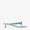 Liss 35 Riviera Blue Sandali mules in mix di morbida pelle a guanto e tela screziata con fiocco in pelle nappa Liss 35 Riviera Blue Sandali mules in mix di morbida pelle a guanto e tela screziata con fiocco in pelle nappa