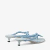 Liss 35 Riviera Blue Sandali mules in mix di morbida pelle a guanto e tela screziata con fiocco in pelle nappa Liss 35 Riviera Blue Sandali mules in mix di morbida pelle a guanto e tela screziata con fiocco in pelle nappa