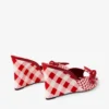 Livi Wedge 85: sabot con zeppa in cotone a quadretti misti rosso rubino con fiocco a quadretti Livi Wedge 85: sabot con zeppa in cotone a quadretti misti rosso rubino con fiocco a quadretti