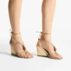 Lova Wedge 85 Zeppe in pelle nappa metallizzata dorata con perline
