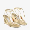 Lova Wedge 85 Zeppe in pelle nappa metallizzata dorata con perline