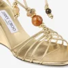Lova Wedge 85 Zeppe in pelle nappa metallizzata dorata con perline