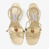 Lova Wedge 85 Zeppe in pelle nappa metallizzata dorata con perline