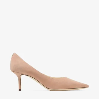 Love 65 Décolleté a punta in pelle scamosciata rosa balletto con emblema Jc
