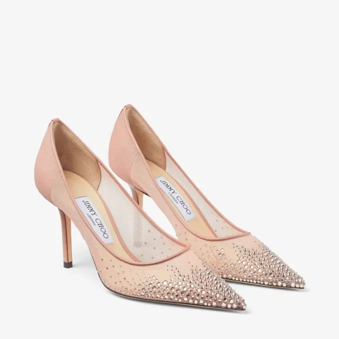 Love 85 Décolleté rosa balletto in rete con punta a punta e cristalli DéGradé Love 85 Décolleté rosa balletto in rete con punta a punta e cristalli DéGradé