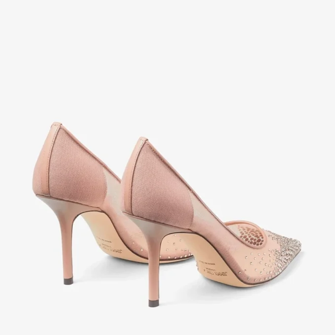 Love 85 Décolleté rosa balletto in rete con punta a punta e cristalli DéGradé Love 85 Décolleté rosa balletto in rete con punta a punta e cristalli DéGradé