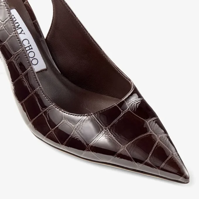 Love Sling Back 85 Sambuco – Décolleté con cinturino posteriore in pelle goffrata effetto coccodrillo lucida Love Sling Back 85 Sambuco – Décolleté con cinturino posteriore in pelle goffrata effetto coccodrillo lucida