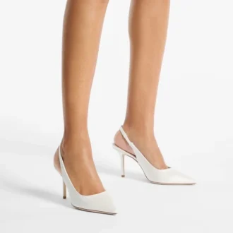 Love Sling Back 85 Sandali con cinturino posteriore in raso avorio